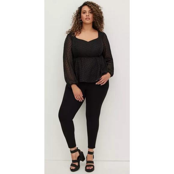 Torrid Black Peplum Chiffon Clip Heart Blouse Sz 2x Goth Whimsy Goth Party - Picture 1 of 12